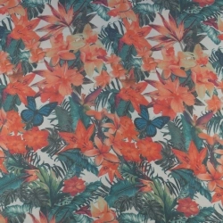 SZYD.SAI.013 | Chiffon rote Blumen, Blätter und Schmetterlinge - 1