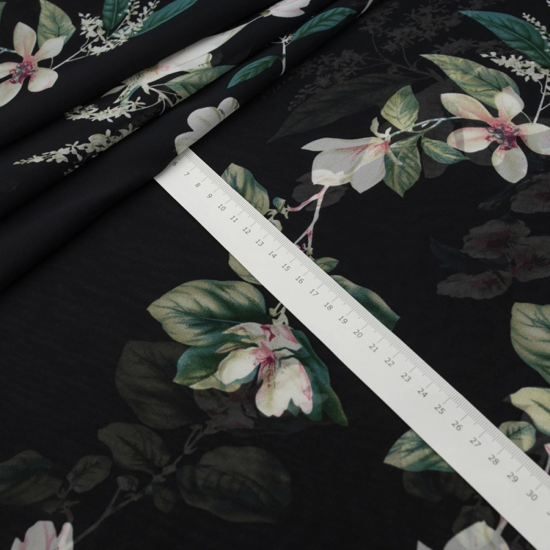 SZYD.SAI.021 | Chiffon Blumenmuster schwarz - 5