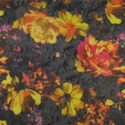 Chiffon orange Blumen grau