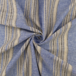 Leinen-Baumwoll Streifen blau