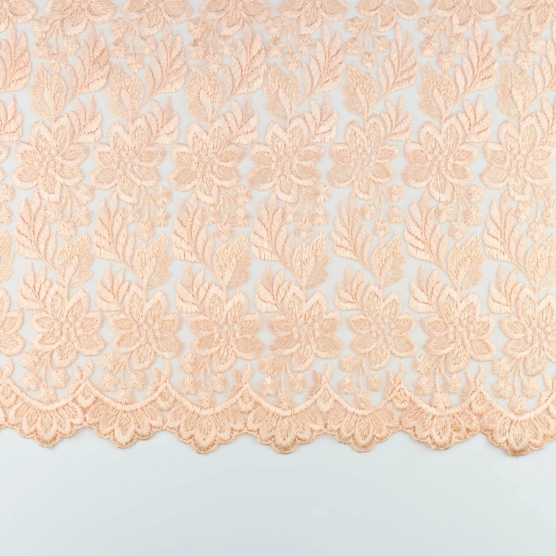 SALE.GIP031 | Guipure-Spitze Blumen und Bogenkante pfirsich - 5