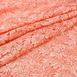 SALE.GIP039 | Guipure-Spitze Blumenmuster und Bogenkante lachs - 1