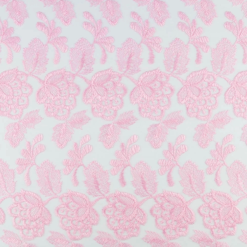 SALE.GIP053 | Guipure-Spitze Blumenmuster und Bogenkante in rosa - 3
