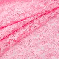 SALE.GIP054 | Guipure-Spitze mit Blumenmuster und Bogenkante rosa - 1