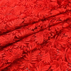 SALE.GIP063 | Guipure-Spitze Blumenmuster und Bogenkante rot - 1