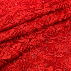 Guipure-Spitze Blumenmuster und Bogenkante rot - 1