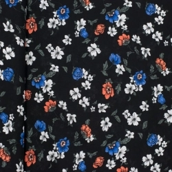 WIS069 | Schwarzer Viskosestoff mit Blumenmuster - 1