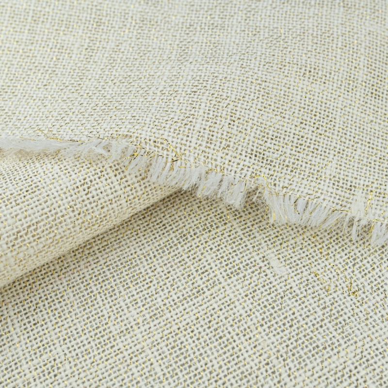 Dekostoff Jute mit goldenem Lurexfaden ecru - 4