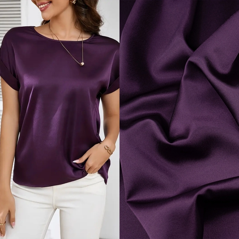 SAT020 | Crêpe Satin aubergine - 2