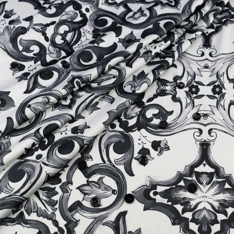 SZJ.BM.7309 | Seidenchiffon majolika schwarz - 1