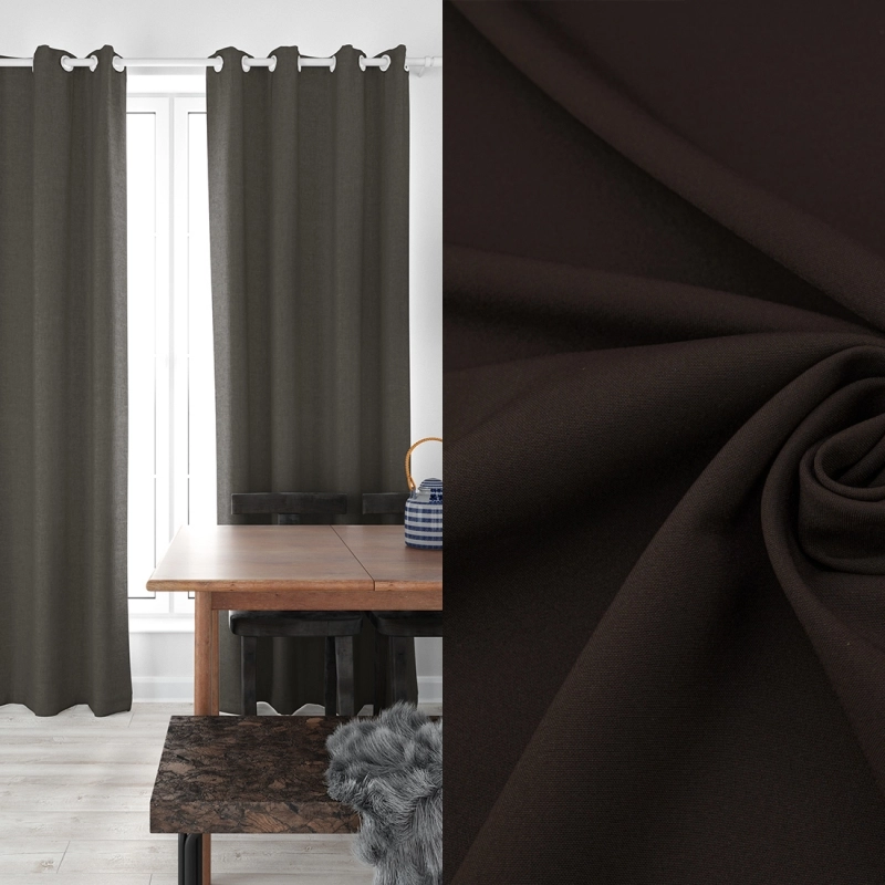 PAN018 | Klassischer Polyesterstoff Panama schwarzbraun - 2