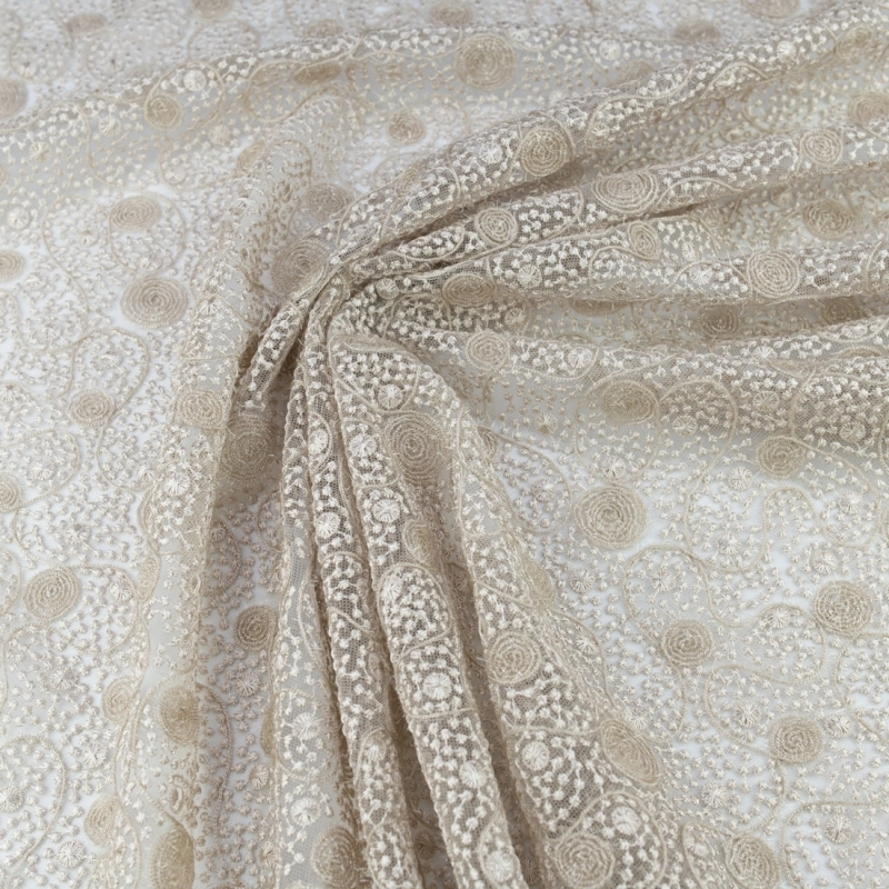KORS100.368 | Spitzenstoff mit Bogenkante beige - 1