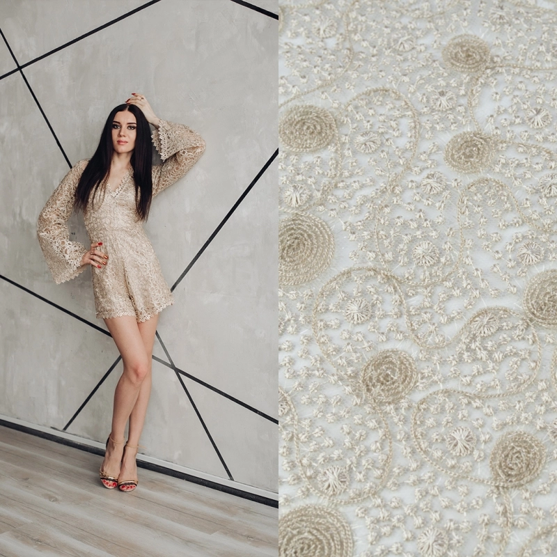 KORS100.368 | Spitzenstoff mit Bogenkante beige - 2