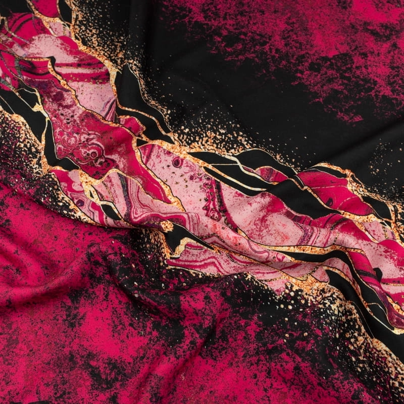 TW.B1951B.07 | Viskose Twillstoff Abstrakter Malachit rosa - 4