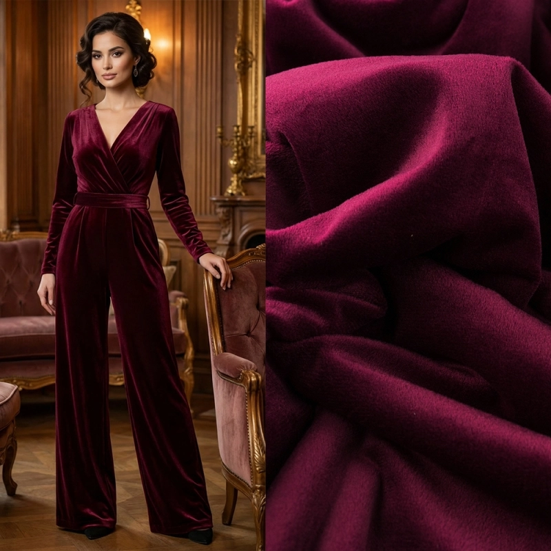 DVEL030 | Stretchsamt Nicki weinrot - 2