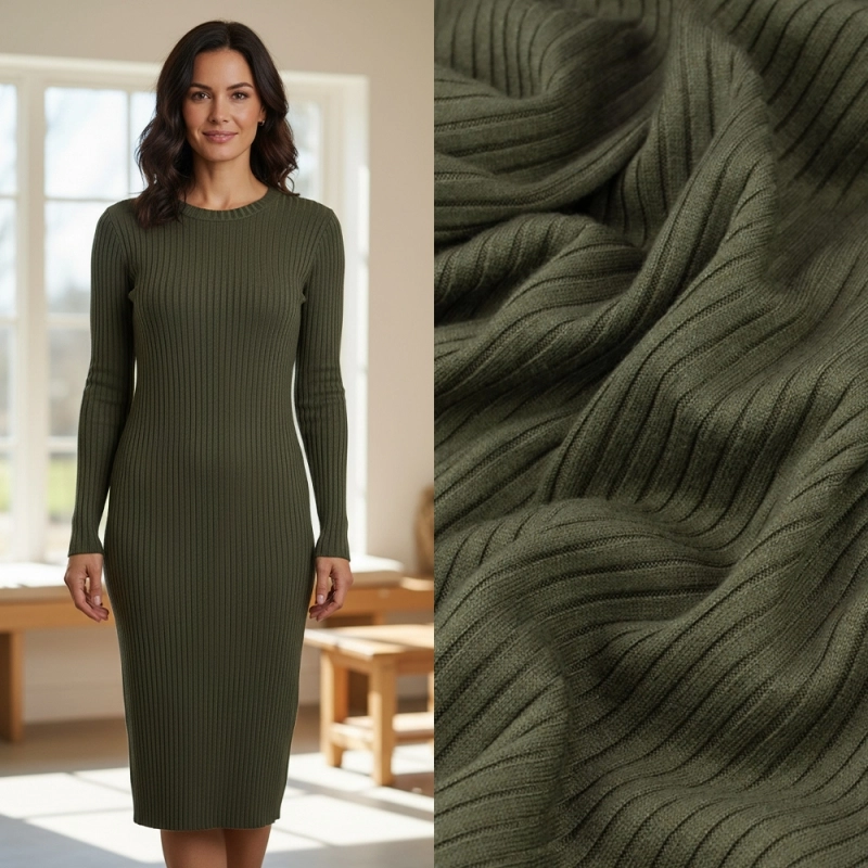 DWP.002 | Viskose-Rippenstrick oliv - 2