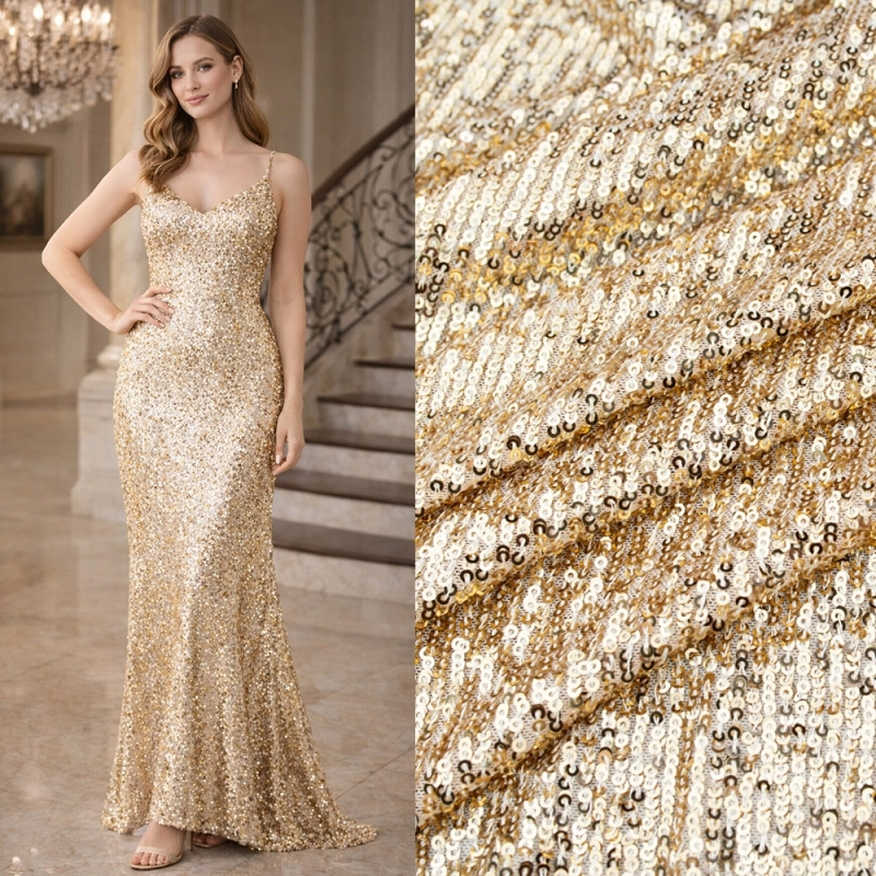 CEK.1683.01 | Pailletten-Netzstoff in gold - 2