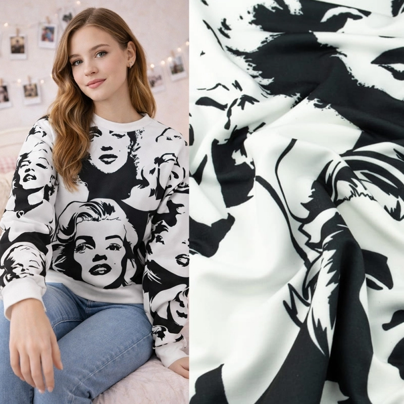 DBW.JM332005 | Schwerer French Terry Marilyn Monroe schwarz weiß - 2