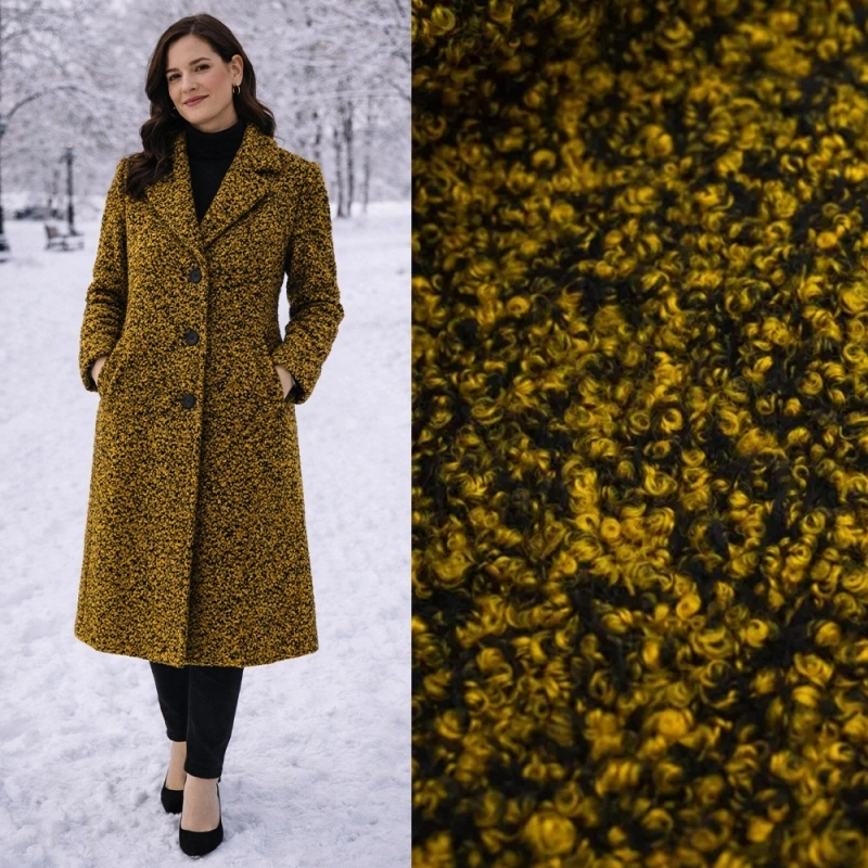 BOU027 | Gewalkter Strick-Boucle curry melange - 2