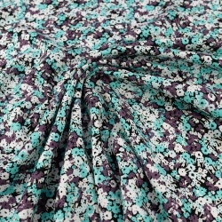 WIS708 | Viskosestoff mit Blumenmuster türkis - 1