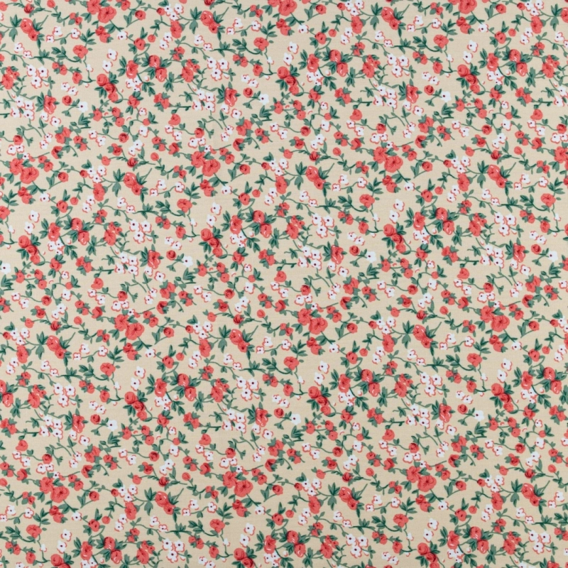 WIS707 | Viskosestoff mit Blumenmuster beige - 3