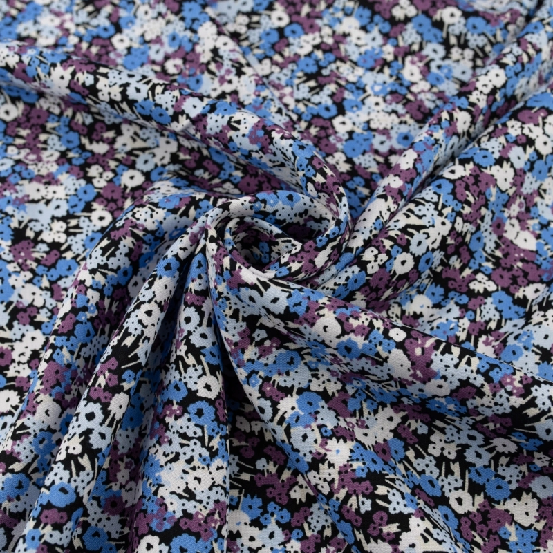 WIS710 | Viskosestoff mit Blumenmuster blau - 1