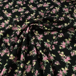 WIS711 | Viskosestoff mit Blumenmuster schwarz - 1