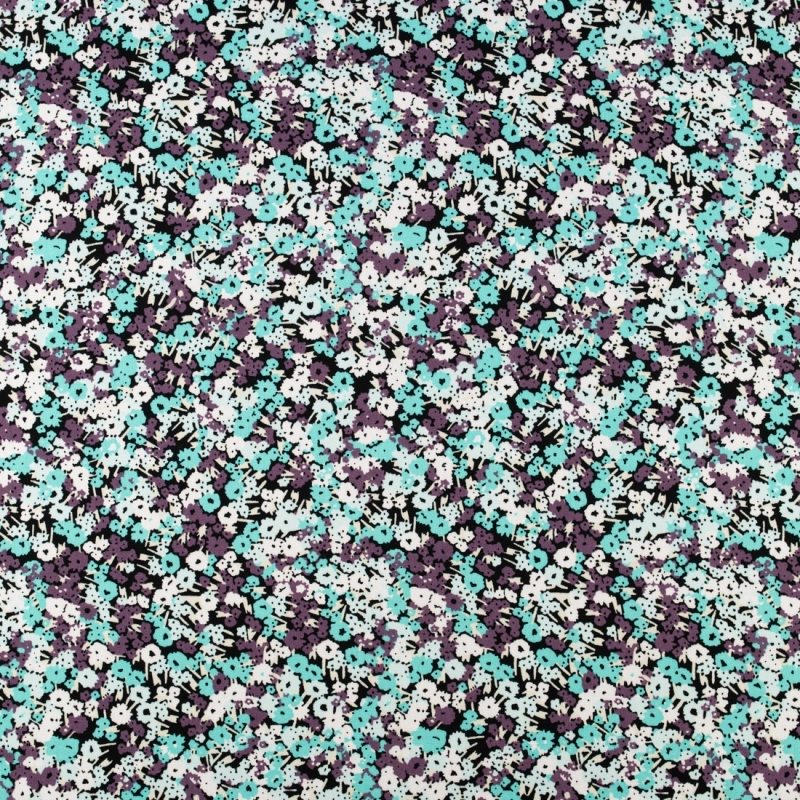 WIS708 | Viskosestoff mit Blumenmuster türkis - 4