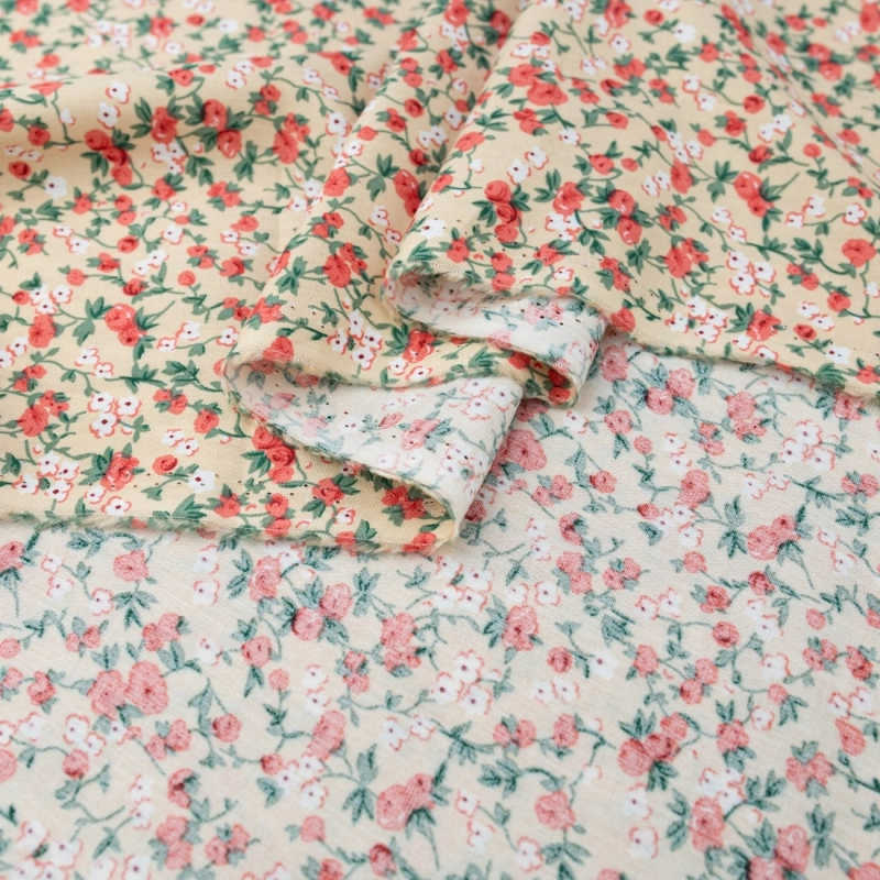 WIS707 | Viskosestoff mit Blumenmuster beige - 6
