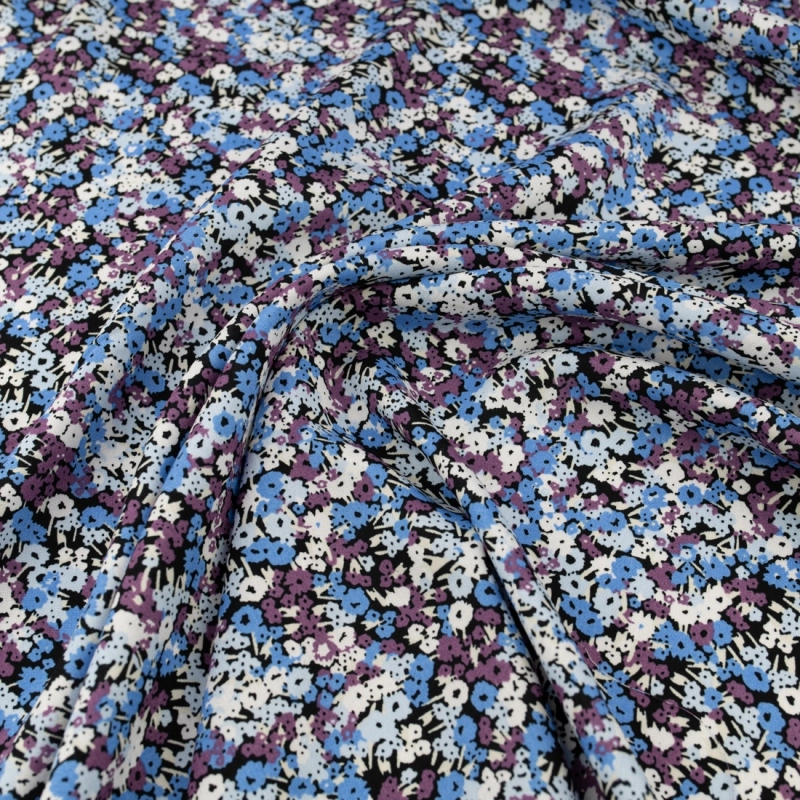 WIS710 | Viskosestoff mit Blumenmuster blau - 3
