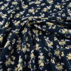 WIS712 | Viskosestoff mit Blumenmuster navy - 1
