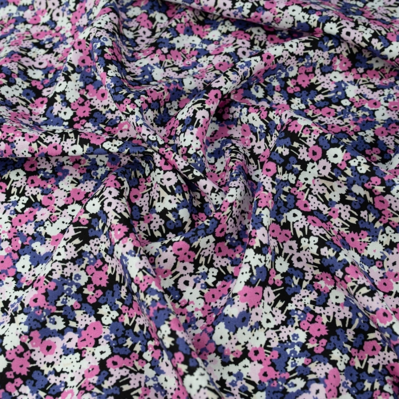 WIS709 | Viskosestoff mit Blumenmuster rosa - 5