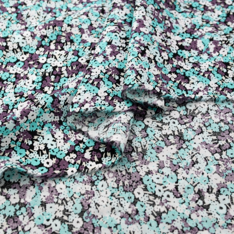 WIS708 | Viskosestoff mit Blumenmuster türkis - 6