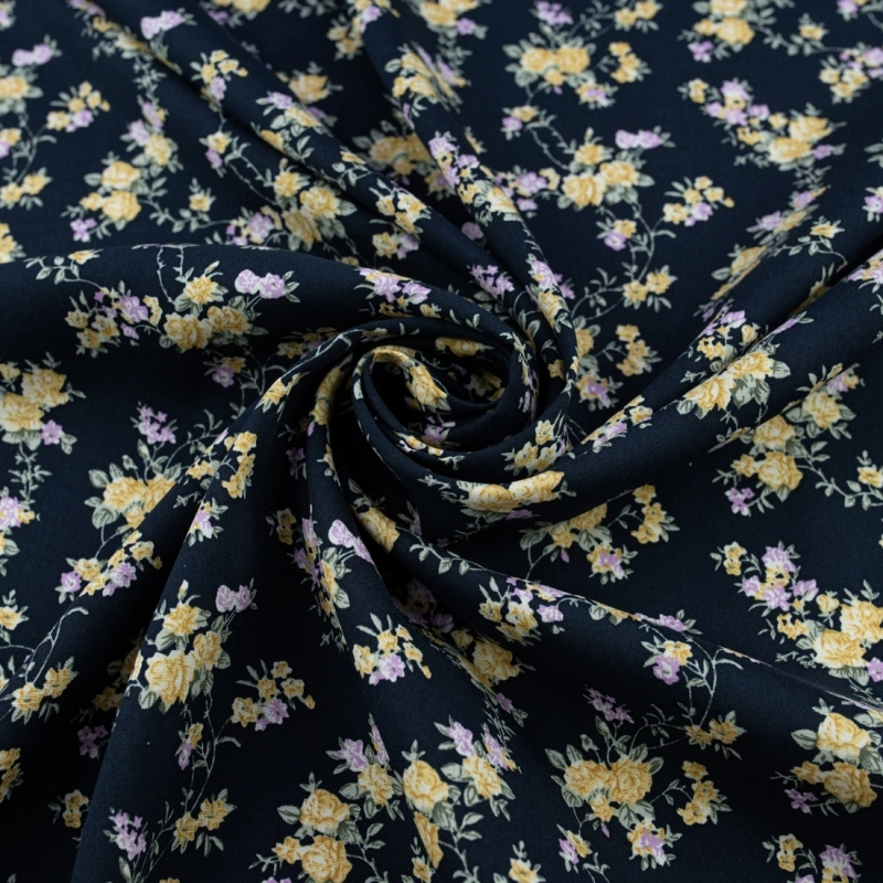 WIS712 | Viskosestoff mit Blumenmuster navy - 3
