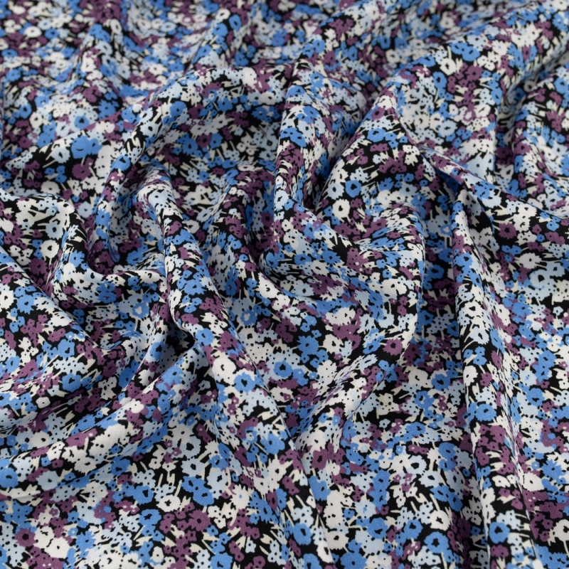 WIS710 | Viskosestoff mit Blumenmuster blau - 5
