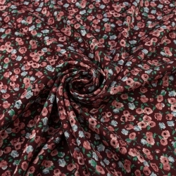 WIS714 | Viskosestoff mit Blumenmuster bordeauxrot - 1