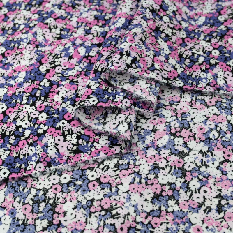 WIS709 | Viskosestoff mit Blumenmuster rosa - 6