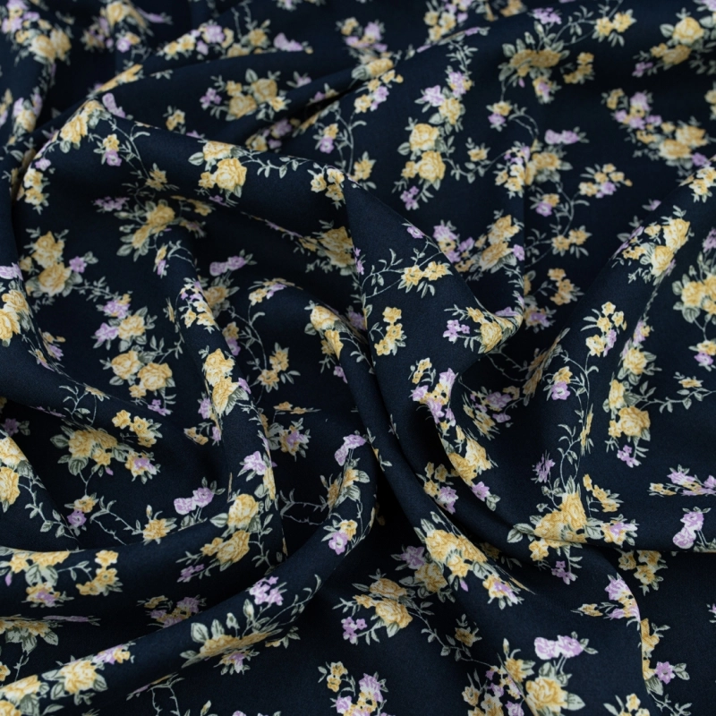 WIS712 | Viskosestoff mit Blumenmuster navy - 4