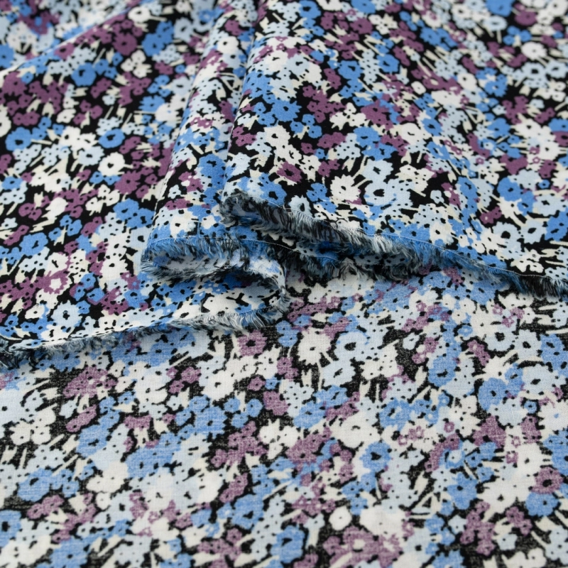 WIS710 | Viskosestoff mit Blumenmuster blau - 6