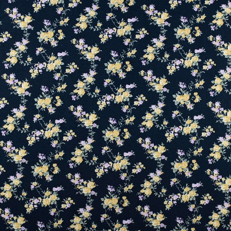WIS712 | Viskosestoff mit Blumenmuster navy - 5