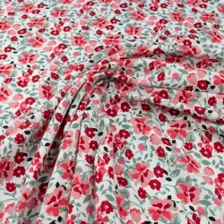 WIS715 | Viskosestoff mit Blumenmuster weiß - 1
