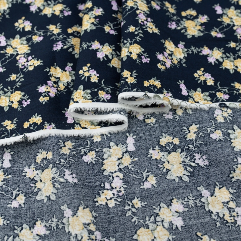 WIS712 | Viskosestoff mit Blumenmuster navy - 6