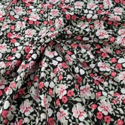 WIS716 | Schwarzer Viskosestoff mit Blumenmuster - 1