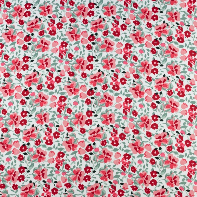 WIS715 | Viskosestoff mit Blumenmuster weiß - 4
