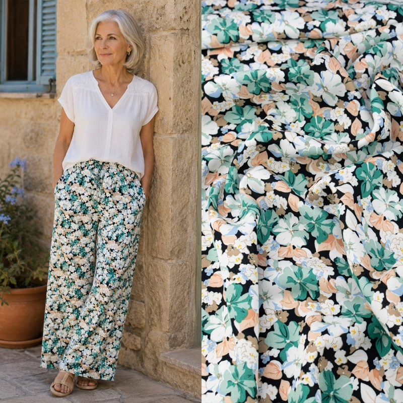WIS719 | Viskosestoff mit Blumenmuster - 2