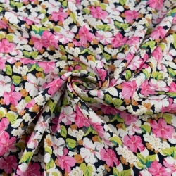 WIS720 | Viskosestoff mit Blumen navy - 1