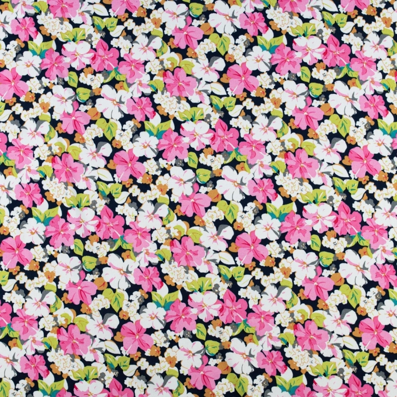 WIS720 | Viskosestoff mit Blumen navy - 4