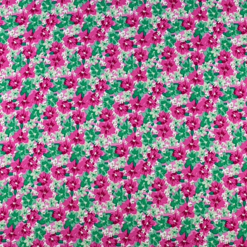 WIS721 | Viskosestoff mit Blumen rosa - 4
