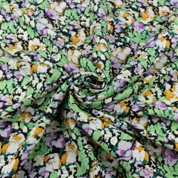 WIS724 | Schwarzer Viskosestoff mit Blumen - 1