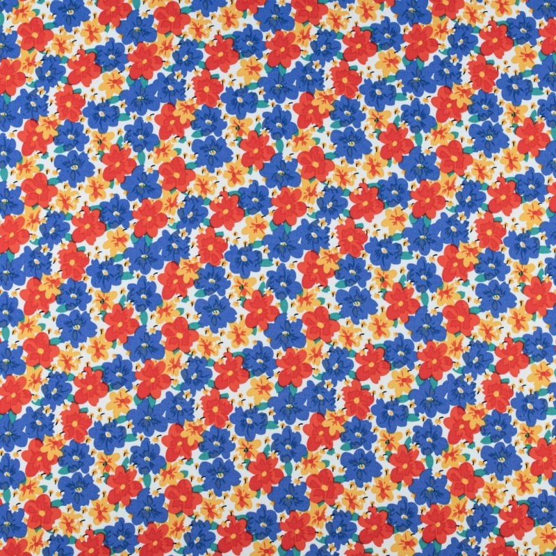 WIS722 | Viskosestoff mit Blumen blau - 4